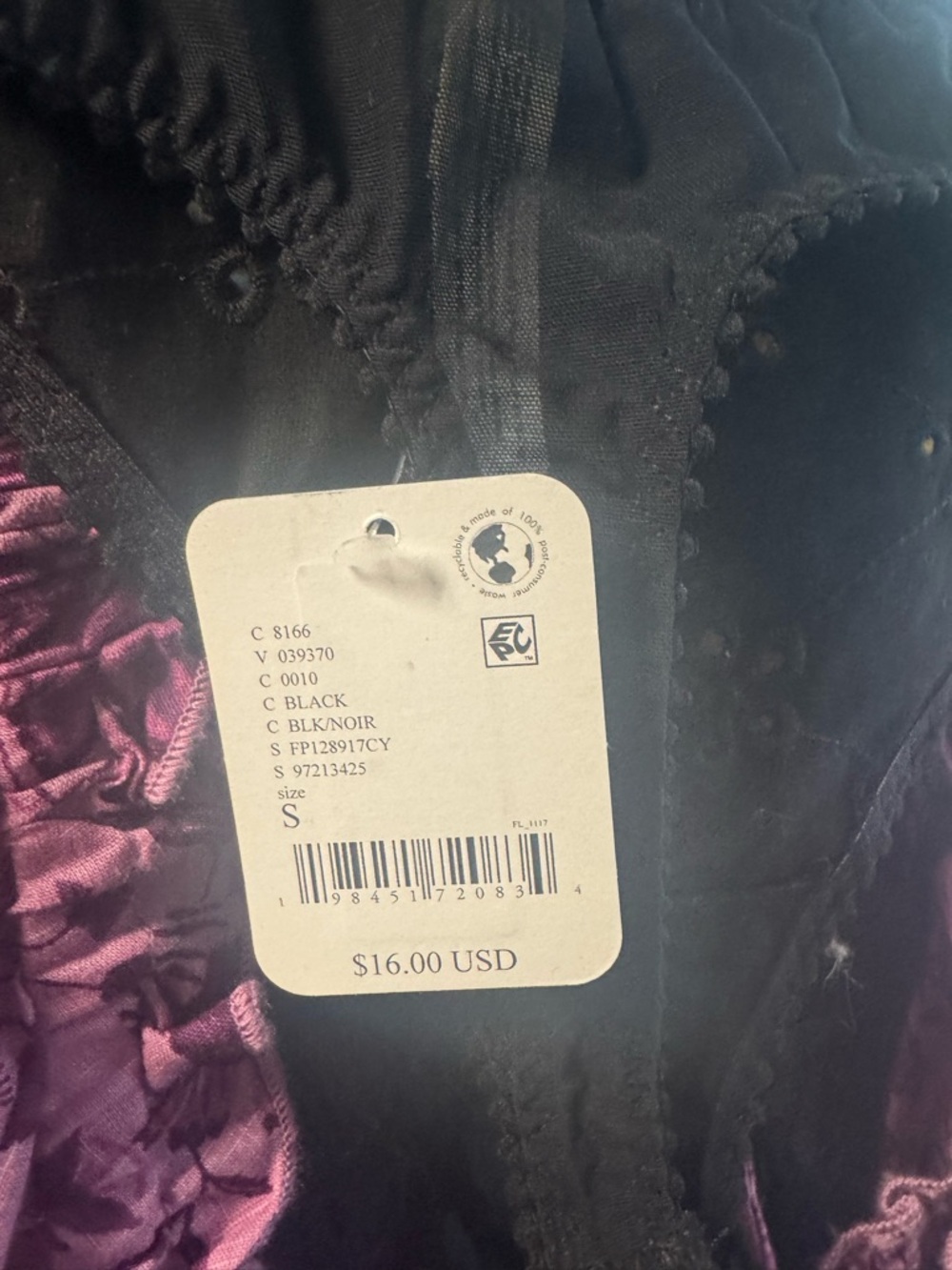 Free People Homegrown Thong in Black size Small NWT - Picture 5 of 5